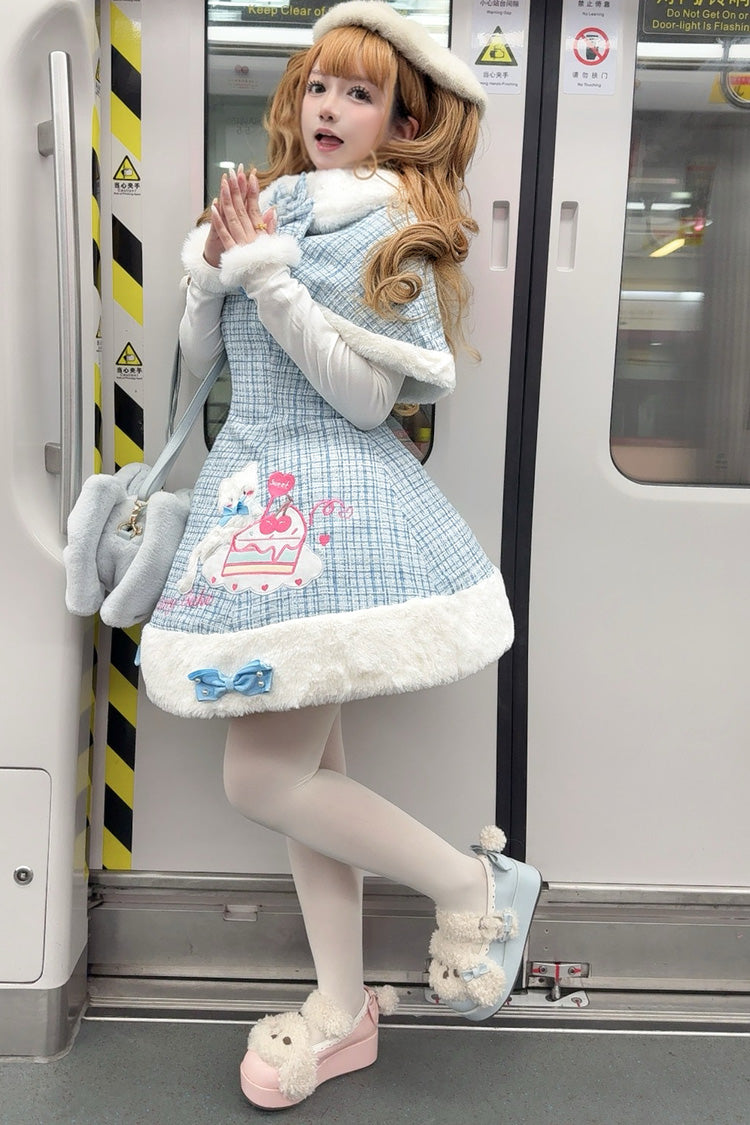 Blue Embroidered Bow Sweet Lolita JSK Dress
