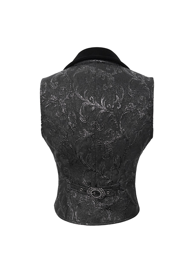 Matte Velvet Jacquard Gothic Waistcoat with Low Neck