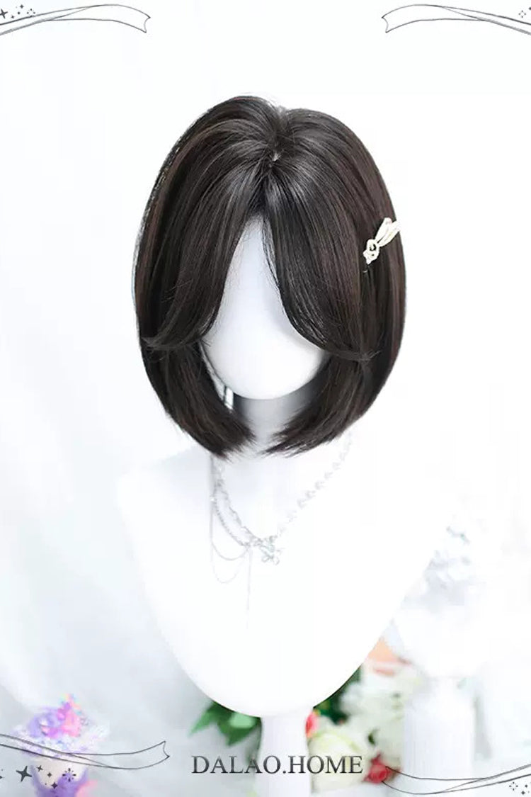 Sweet Lolita Short Wig with Center Part in Natural Black