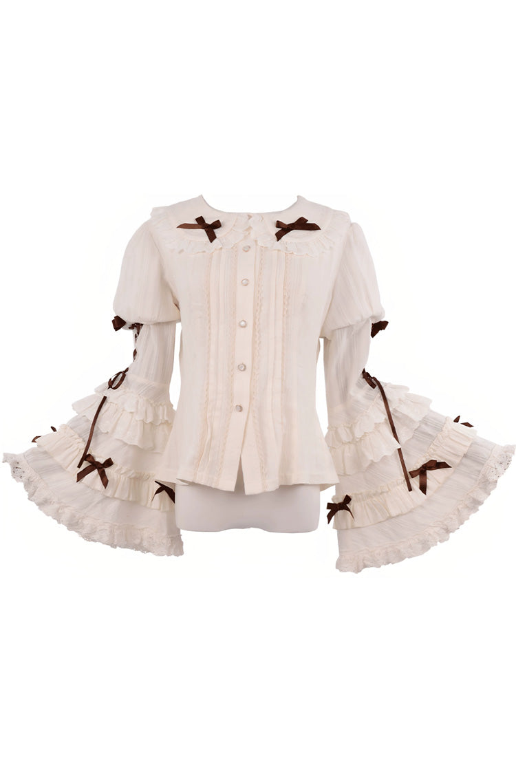 Antique Teddy Bear Sleeveless Print Bow Lace Elegant JSK