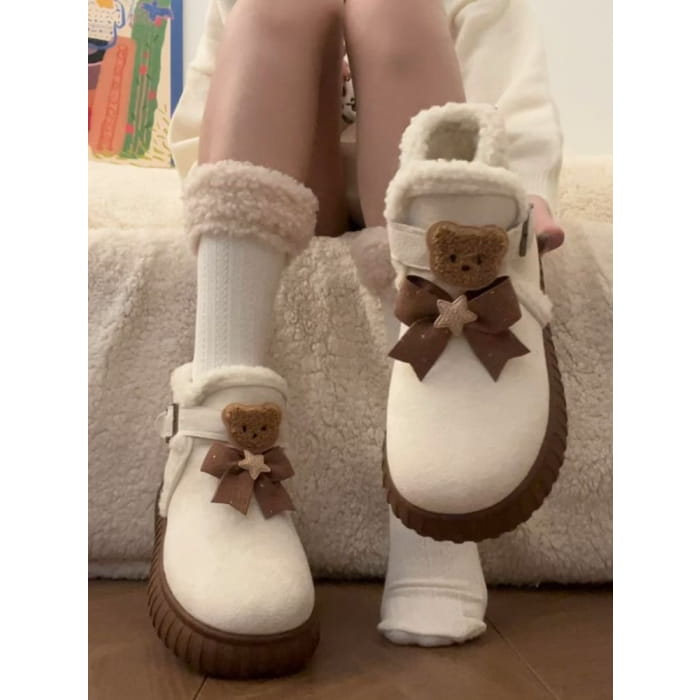 Bear Accent Platform Short Snow Boots