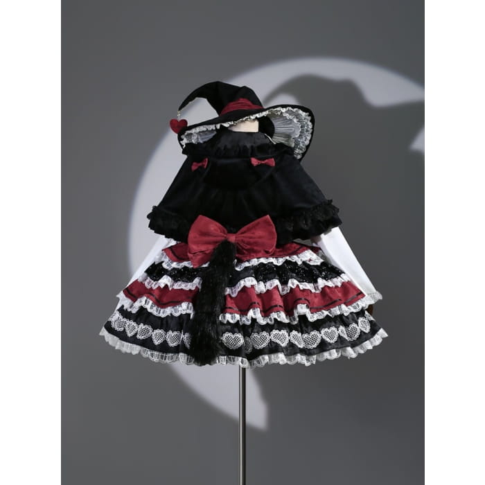 Black Red Bow with Lace Halloween Witch Hat - & / Free Size