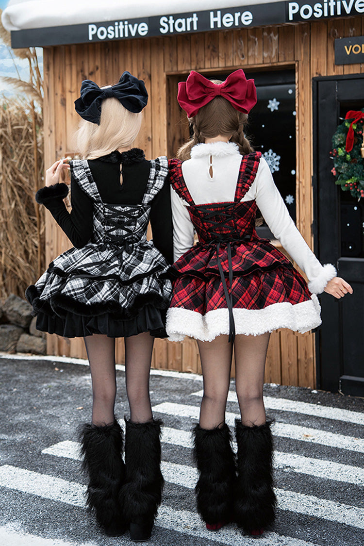 Letters Poems Snowy Night Serenade Triple-Layered Print Ruffle Bowknot Sweet Lolita Jsk Dress Set