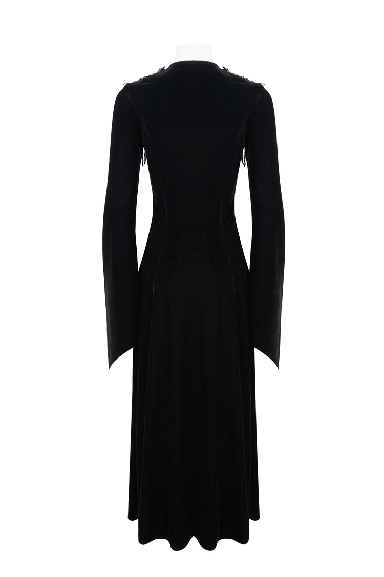 Gothic Dress for Women with Fringe Flared Sleeves & Embroidery