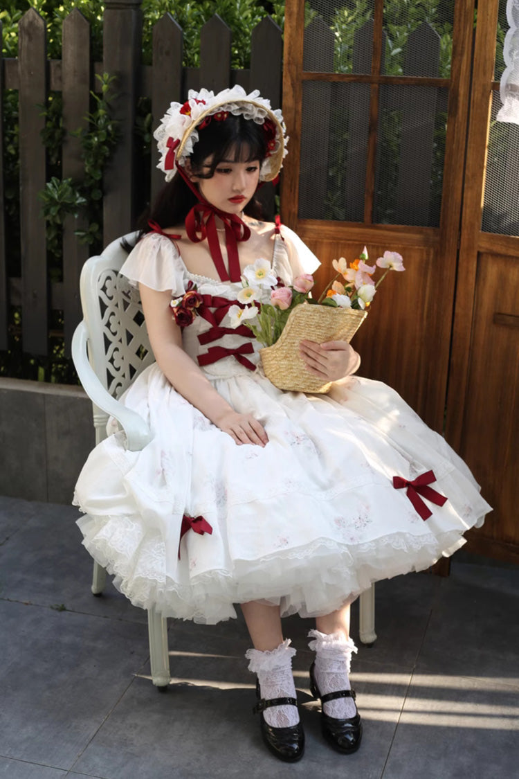 Plus Size Lolita Dress - Ruffle Bow, Short Sleeve, 2 Shades