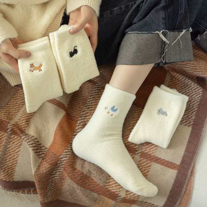 Cartoon Embroidered Socks - Color Chosen at Random