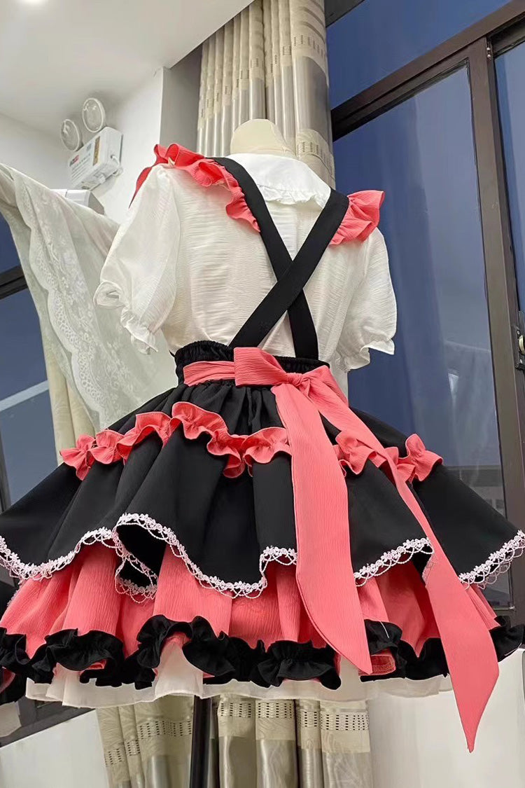Strappy Doll Collar Ruffle Sweet Tiered Skirt in 7 Colors