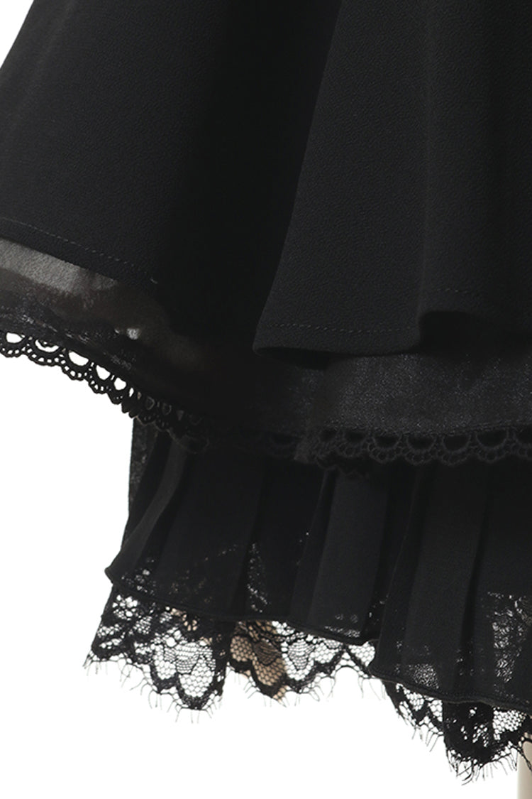 Black Floral Print Off-Shoulder Ruffle Lace-Up Skirt Set