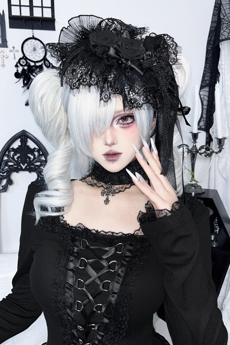 Sweet Lolita Wig Set with Roman Curls and Twin Ponytails