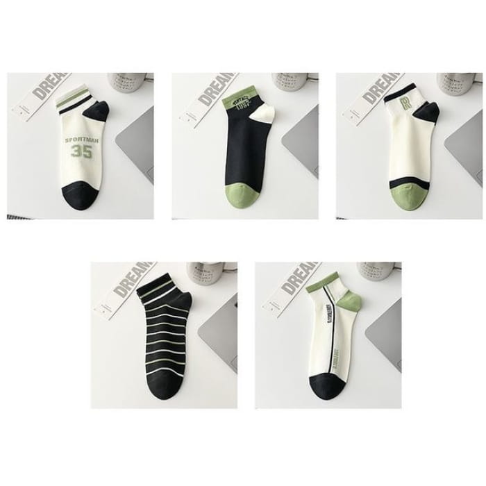 Color Block Socks Set - of 5 - 1 Pair - 1987 - Navy Blue &