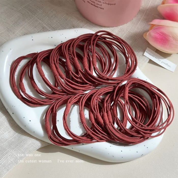 Color Hair Tie / Set - of 20 - Wine Red / One Size