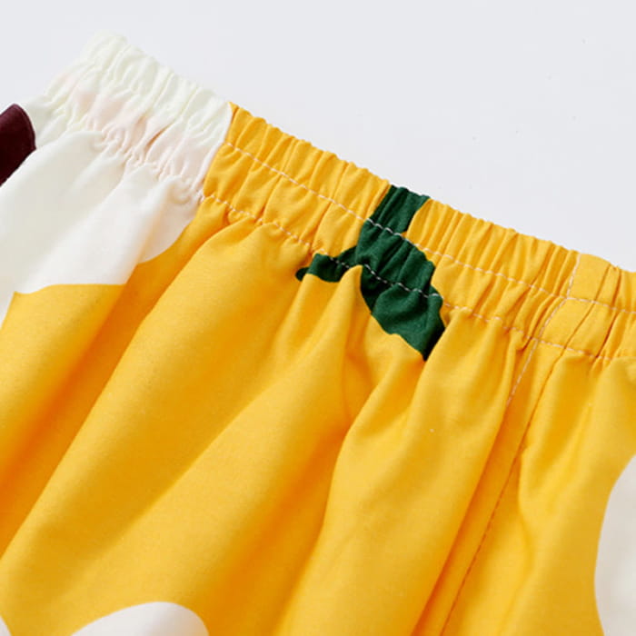 Cute Flowers Print V-Neck T-Shirt Shorts Pajamas Set