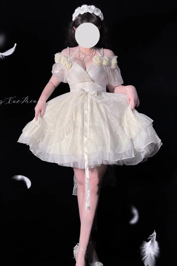 Mini Bowknot Strawberry Princess Sweet Jsk Dress - Gradient