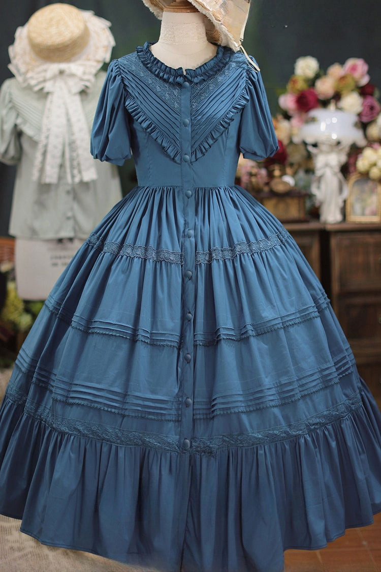 Sweet Lolita Dress with Ruffles, Short Sleeves, Cardigan Style