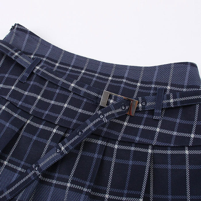 Dark Casual Plaid Skirt