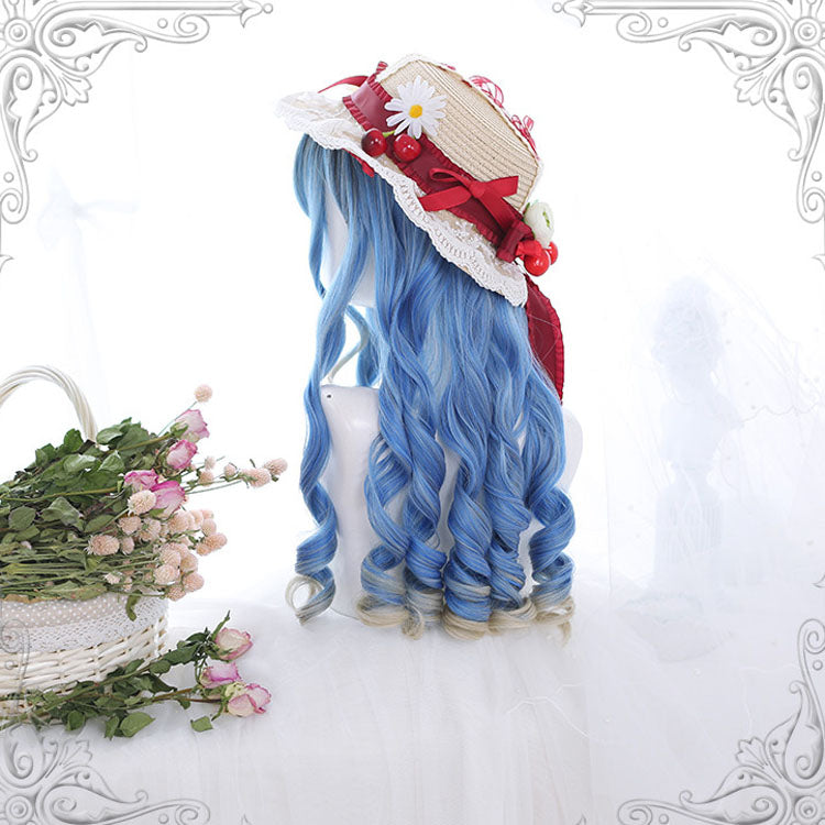 Azure Ancient Rome Series Curly Hair-Tail Gradient Classic Lolita Wigs