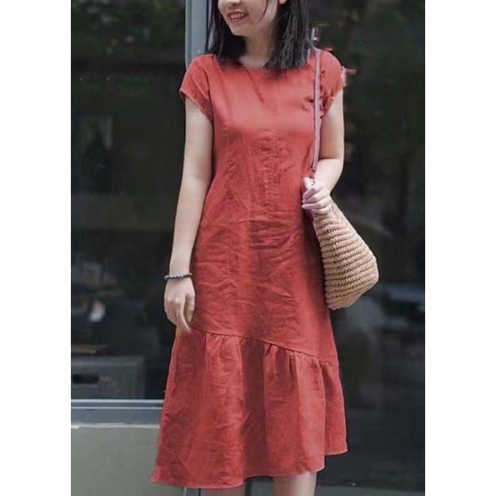 DIY Red Asymmetrical Patchwork Mid Dresses Short Sleeve Cospicky DIY Red Asymmetrical Patchwork Mid Dresses Short Sleeve Cospicky