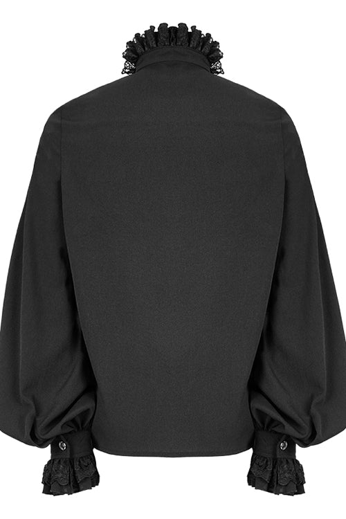 Men's Gothic Blouse with Hand-Embroidered Chiffon Detail