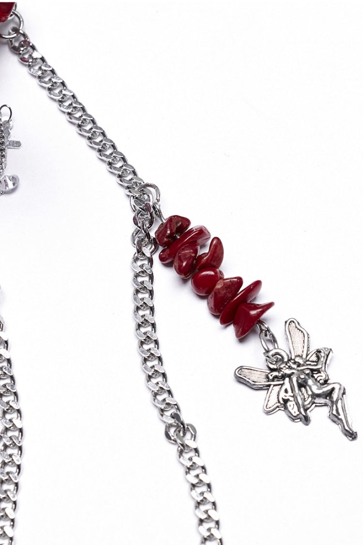 Scarlet Gothic Crystal Cross Headpiece with Irregular Design