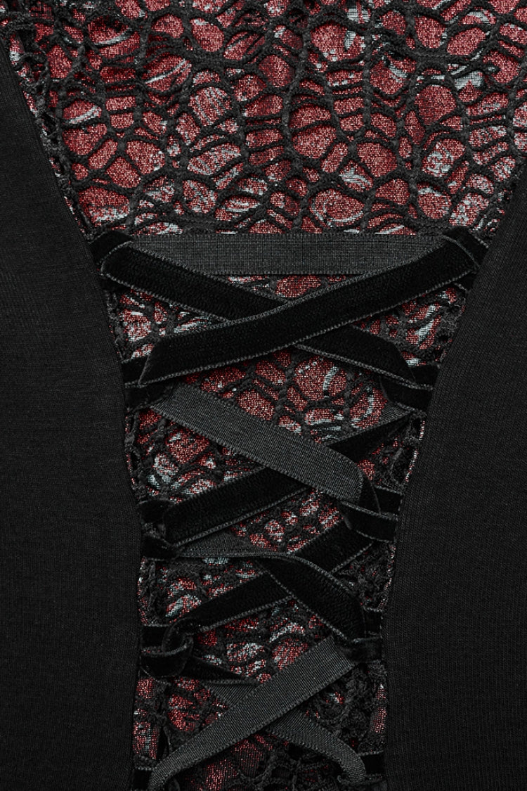 Scarlet & Black Mandarin Collar Fishtail Cutout Gothic Dress