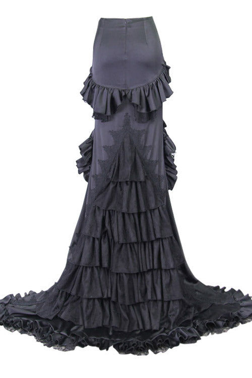 Gothic Half Skirt with Floor Length Flounces