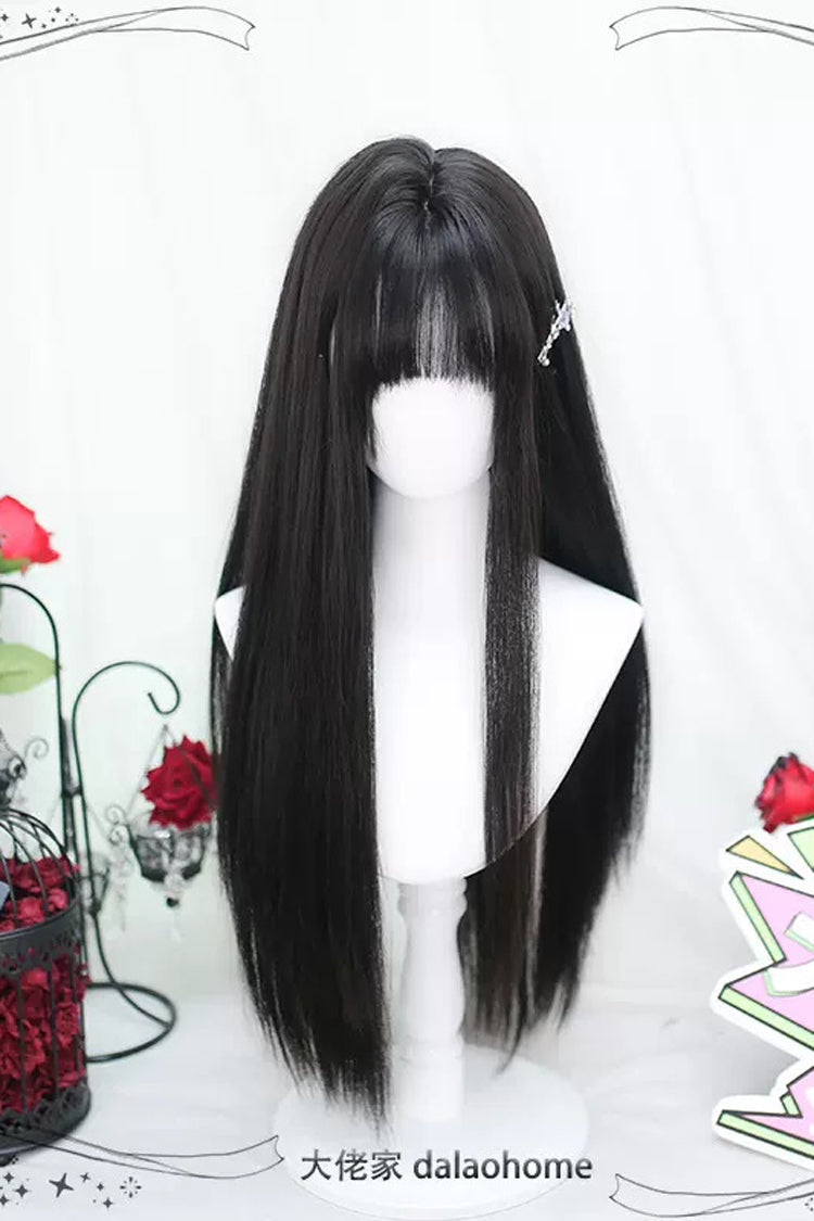Natural Long Straight Lolita Wig in Black