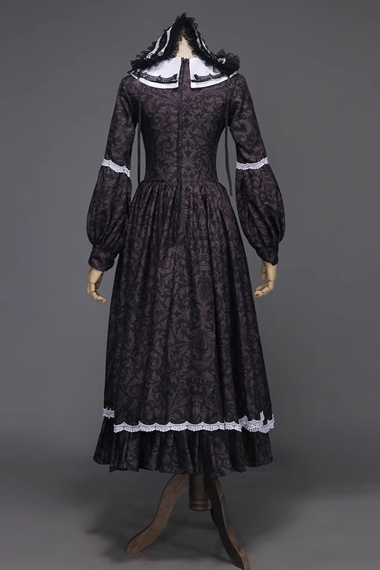 Black Bowknot Sweet Lolita Dress - Long Sleeved Maid