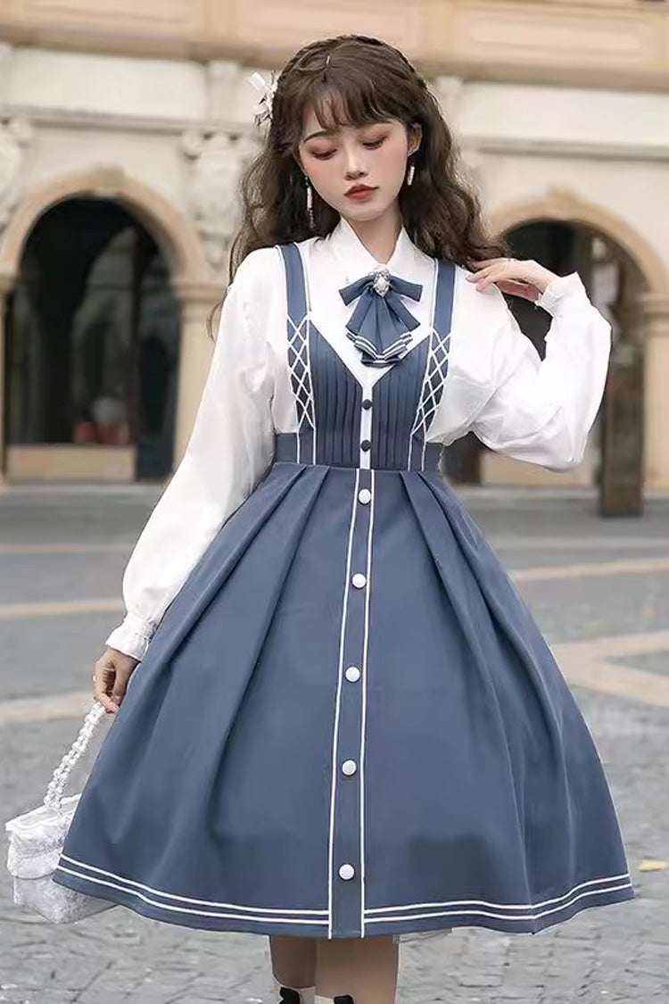 Azure Book of Lies Sweet Collegiate Elegant Lolita Jumper Skirt