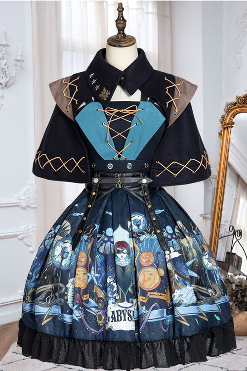 Navy Sea of Abyss Japanese Ruffled Classic Lolita JSK