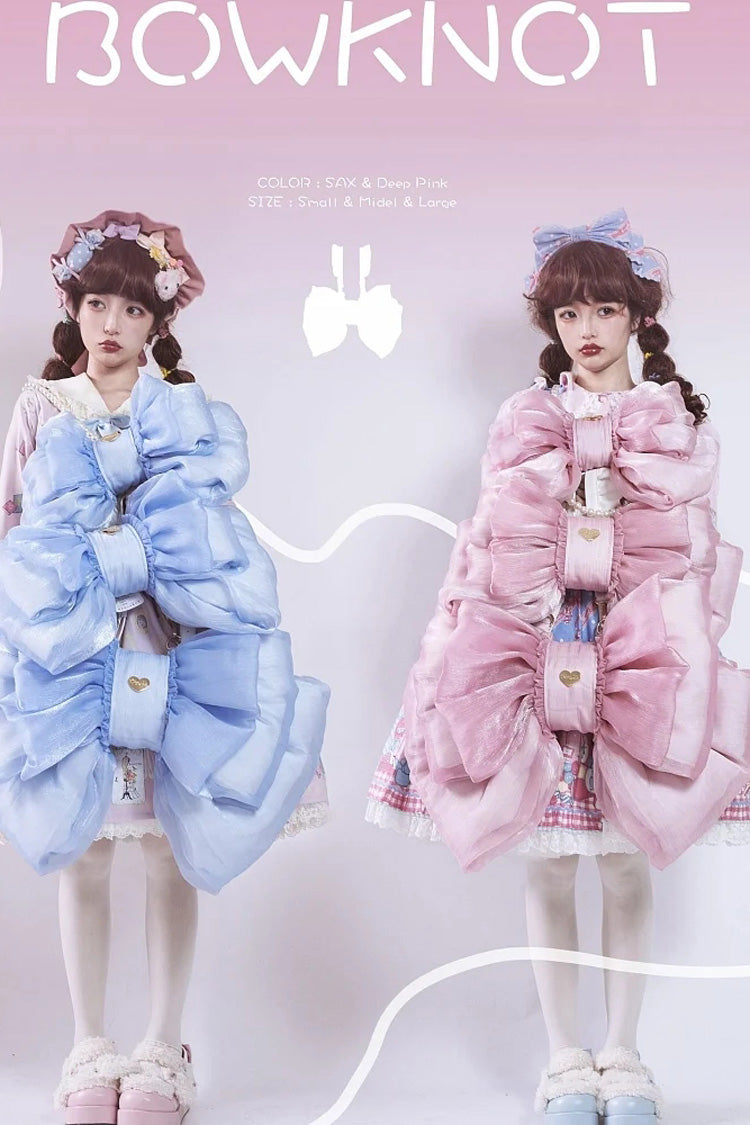 Azure Oversized Bow Metal Heart Nameplate Lolita Backpack