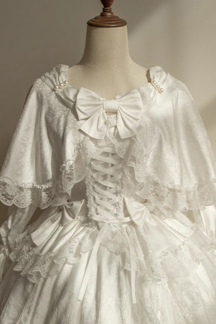 Ivory Sweet Dress with Trumpet Sleeves and Lace-Up Front - Cherish