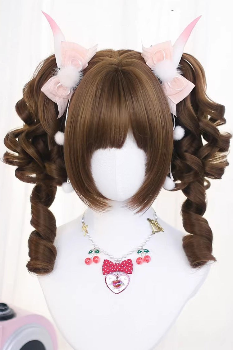 Sweet Lolita Wig Set with Roman Ringlet and Twin Pigtails