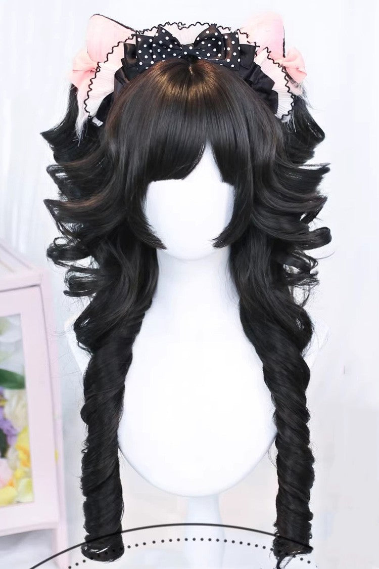 Sweet Lolita Wig with Curly Ringlets and Blunt Fringe in 3 Shades