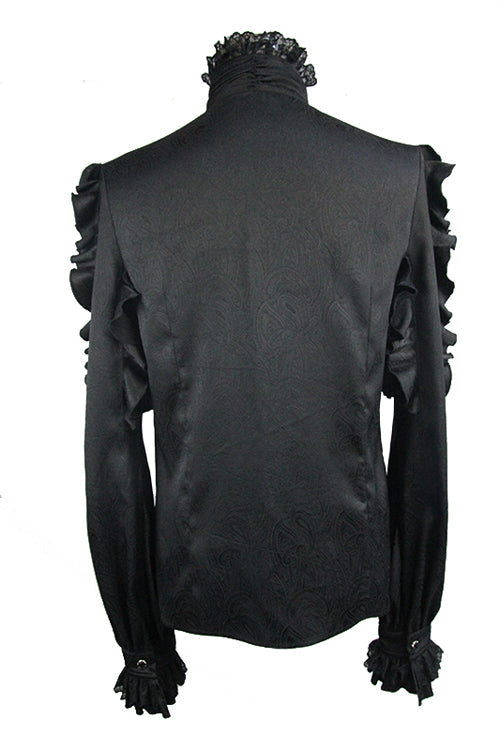 Midnight Vampire Gothic Blouse with Ruffled Sleeves