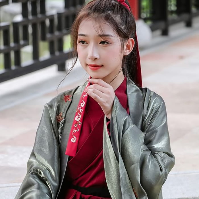 Embroidered Hanfu Hair Tie - 805 - Small - Red / One Size