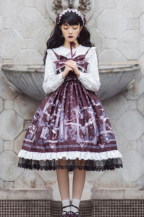 Front and Back Big Bows Pattern Print JSK Dress