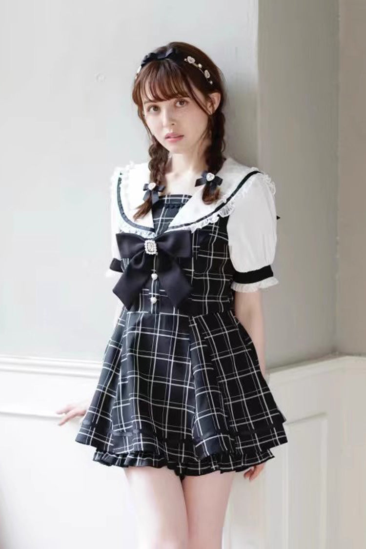 Charming Bowknot Lace Short Sleeve Jirai Dress Ensemble in Four Colors