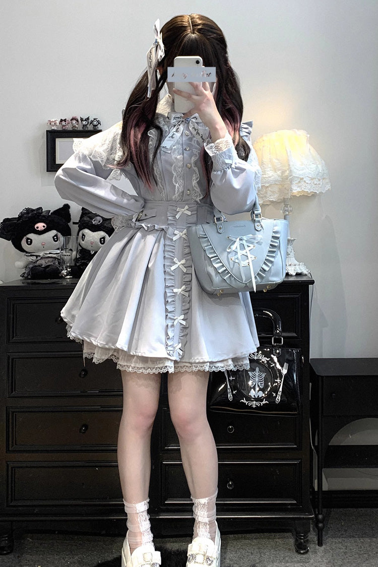 Dolls Only Ruffle Bow Lace Lace-Up Sweet Jirai Kei Strap Dress 4 Colors