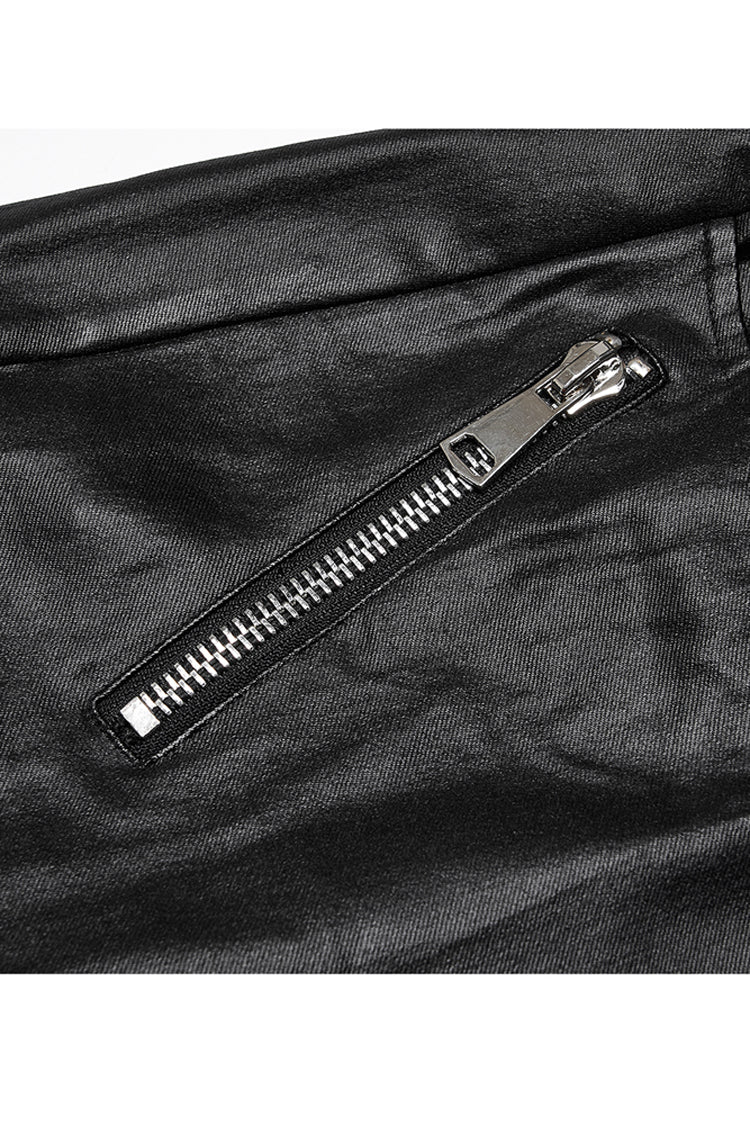 Plus Size Punk Trousers with Metal Zipper Belt & Tight Woven Glue