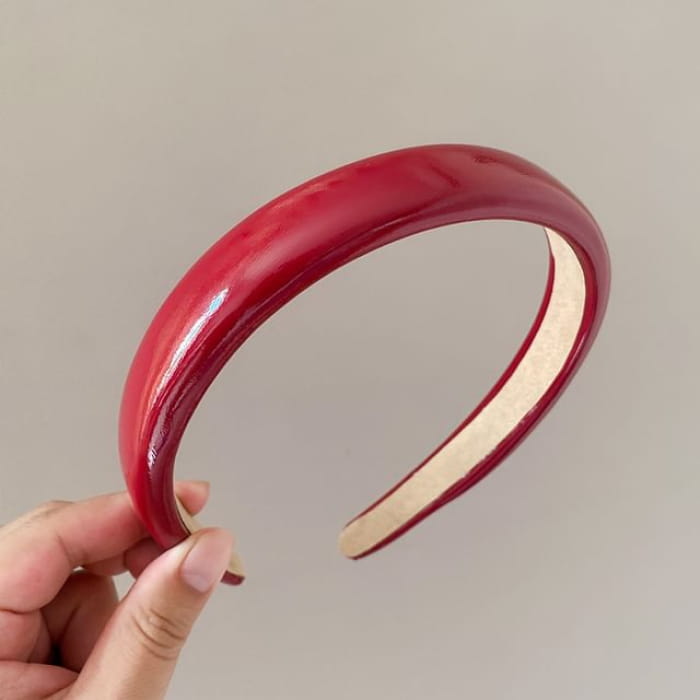 Faux Leather Plain Headband - Red / One Size - Accessories