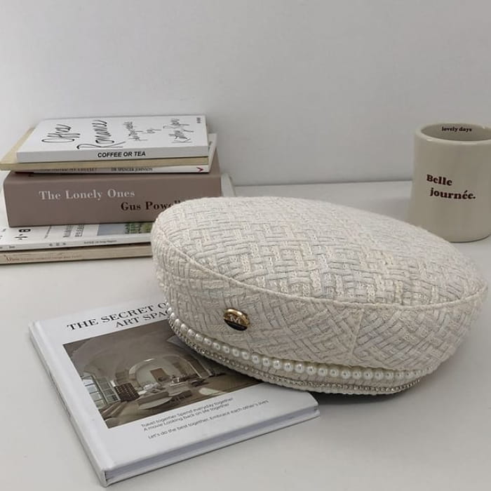 Faux Pearl Beret - White / One Size - Hats