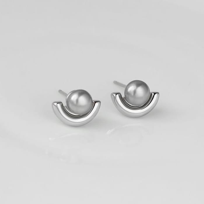 Faux Pearl Ear Stud - 1 Pair - Earring - Silver / One Size