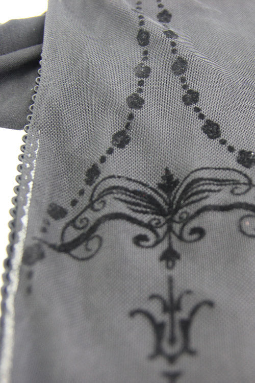 Sexy Sheer Mesh Leggings with Flocking Print & Elastic Waistband