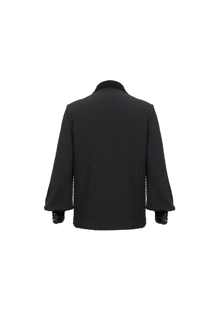 Men's Gothic Shirt with Drawstring Chest & Puff Sleeves, Embroidered