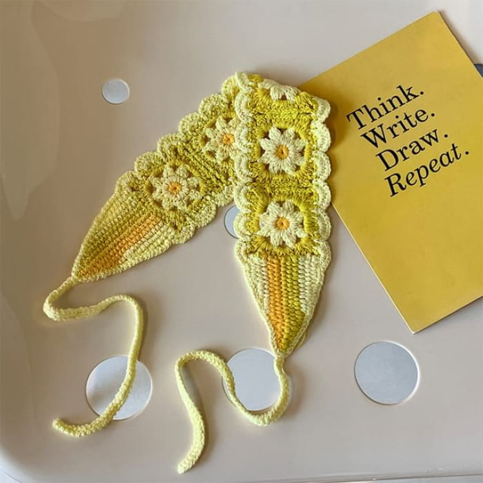 Floral Crochet Headband - Yellow / One Size