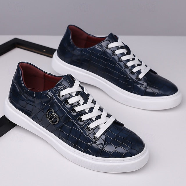 Sneakers Faux with Pattern Leather Men's Crocodile Burgundy