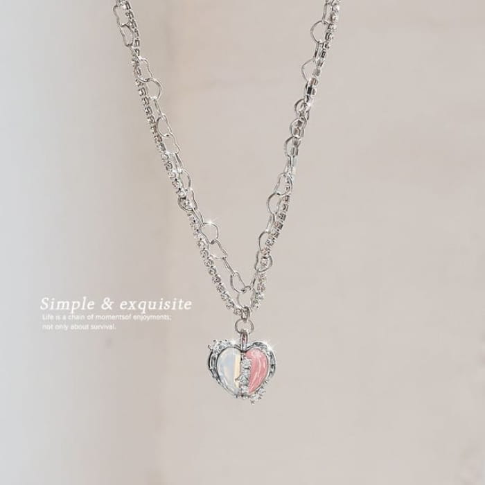 Heart Rhinestone Pendant Alloy Necklace (Various Designs)