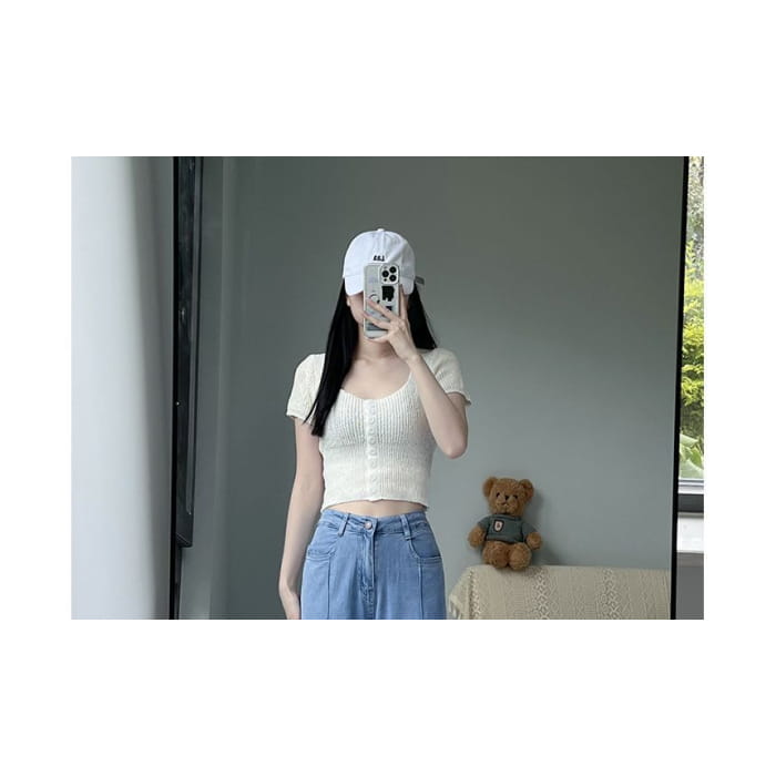 High Waist Washed Wide Leg Jeans