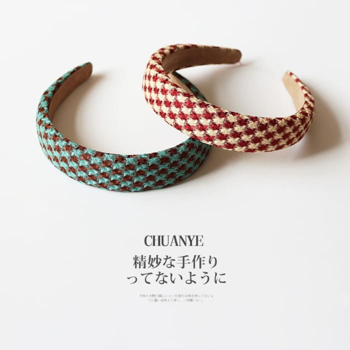 Houndstooth Headband - Type 02 - Red / One Size