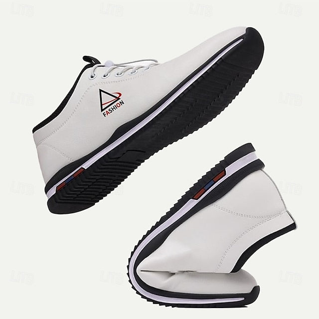 Black Lace-Up and Sports – Sneakers White Trendy Men's